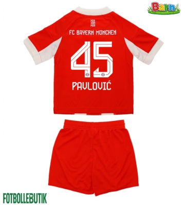 Bayern Munich Aleksandar Pavlovic #45 Hemmaställ Barn 2025-26 Kortärmad (+ Korta byxor)